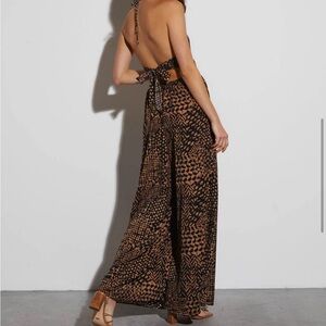 Marano Halter Neck Jumpsuit - Black/Camel - M